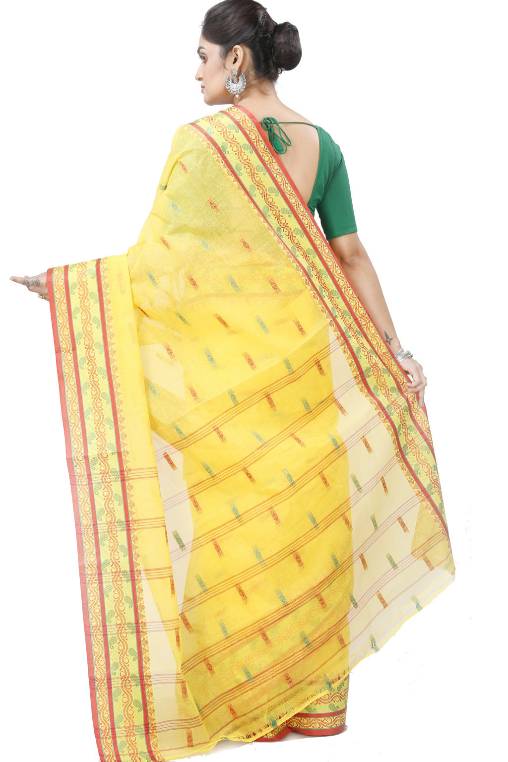 Yellow Pure Cotton Gayatri Tant Saree (944)